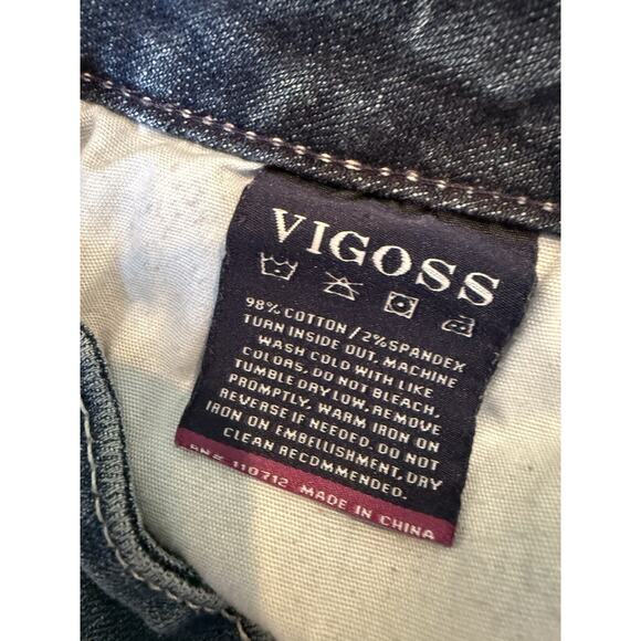 Vigoss Bootcut Jeans Women’s Size 27 27x33 Denim Stretch Distressed Raw Hem - Picture 6 of 16